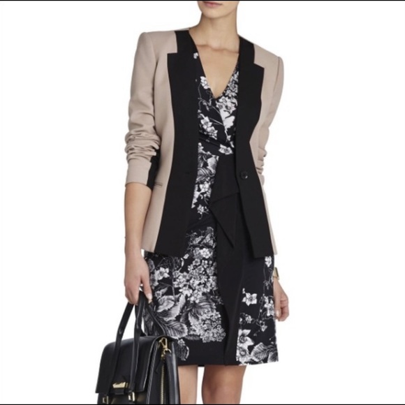 BCBGMAXAZRIA Laudy v-neck midi dress with black and white florals size XS - Picture 14 of 14